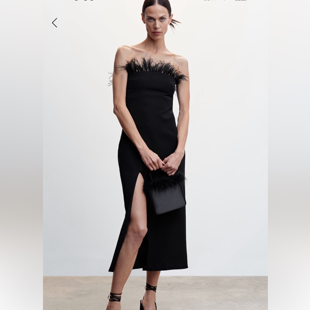 Mango Black Midi dress with Side Slit